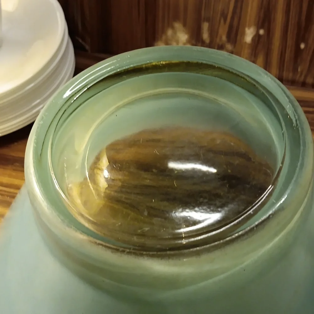 Vintage 1950s Blenko glass  MCM turquoise fade salad bowl
